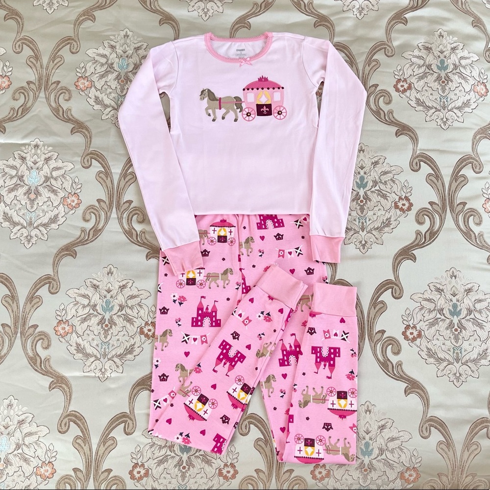 Gymboree Girls Royal Castle Pattern Pink Pajama Set NWT Size 10
